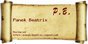 Panek Beatrix névjegykártya